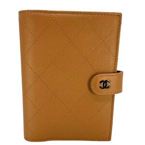CHANEL Quilted Leather CC Logo Passport Holder Wallet